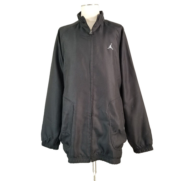 NikeAir Jordan track jacket mens XL extra large oversized black lined sports - Picture 1 of 14